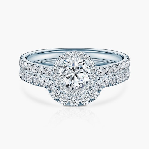 Obrączki This is Love: białe złoto, diamenty laboratoryjne, półokrągłe, 2 mm i 3 mm